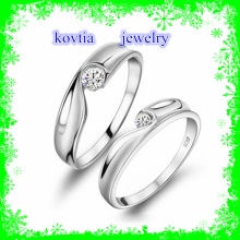 Casal casamento CZ jóias anel de diamante 925 anéis de prata esterlina